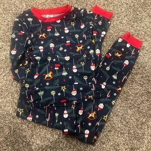 Festive Kids Pajamas - Navy and Red